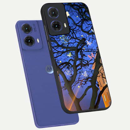  Butterfly Night Magic phone case For Moto G85 showing premium glass back cover with detailed artwork