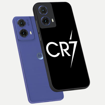  CR7 Elite Strike phone case For Moto G85 showing premium glass back cover with detailed artwork