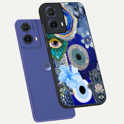  Celestial Blue Vision phone case For Moto G85 showing premium glass back cover with detailed artwork