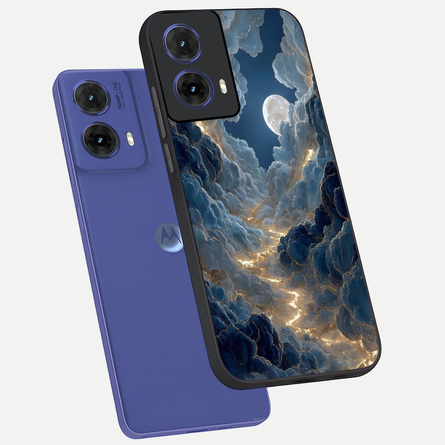  Celestial Cloud Road phone case For Moto G85 showing premium glass back cover with detailed artwork