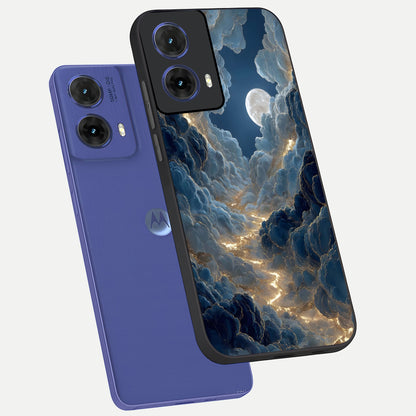  Celestial Cloud Road phone case For Moto G85 showing premium glass back cover with detailed artwork