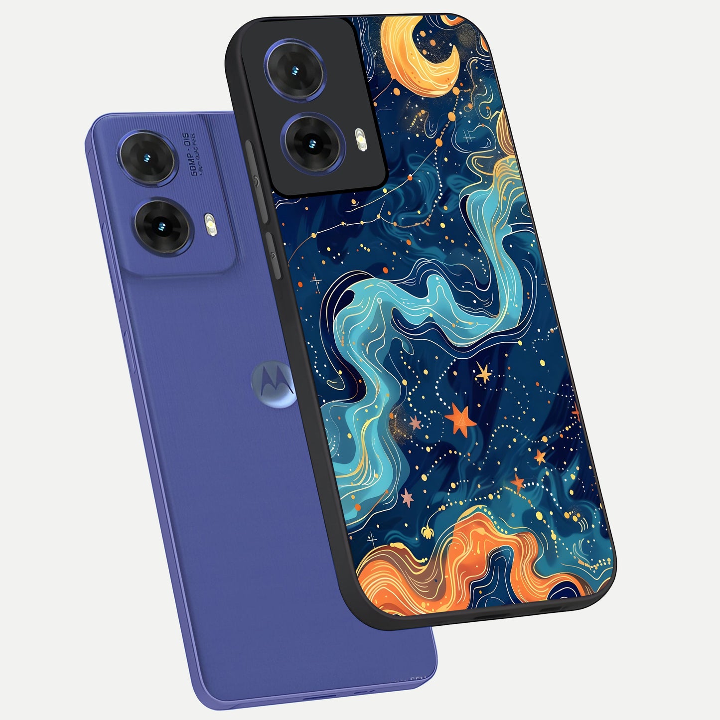  Celestial Dream Flow phone case For Moto G85 showing premium glass back cover with detailed artwork