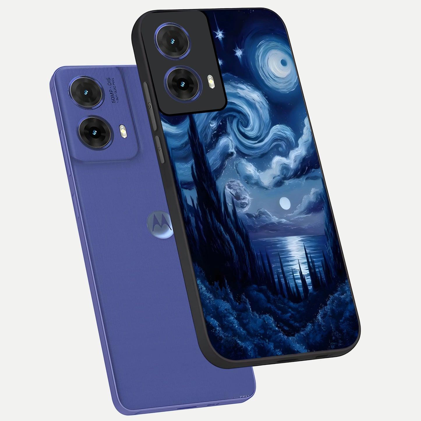  Celestial Dream Van Gogh phone case For Moto G85 showing premium glass back cover with detailed artwork