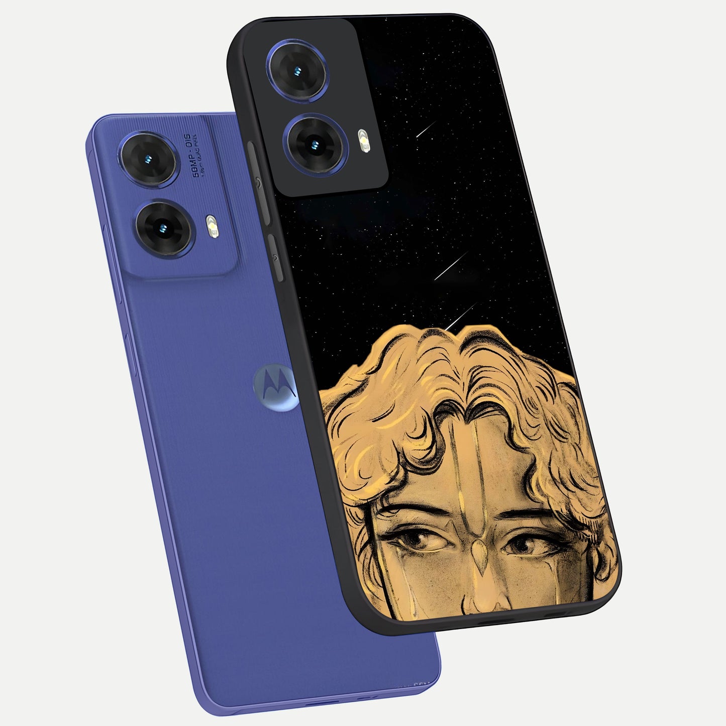  Celestial Gods Plan phone case For Moto G85 showing premium glass back cover with detailed artwork