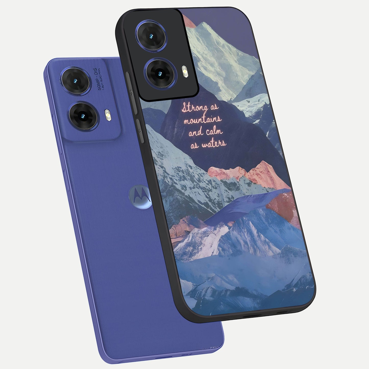  Celestial Mountain Calm phone case For Moto G85 showing premium glass back cover with detailed artwork