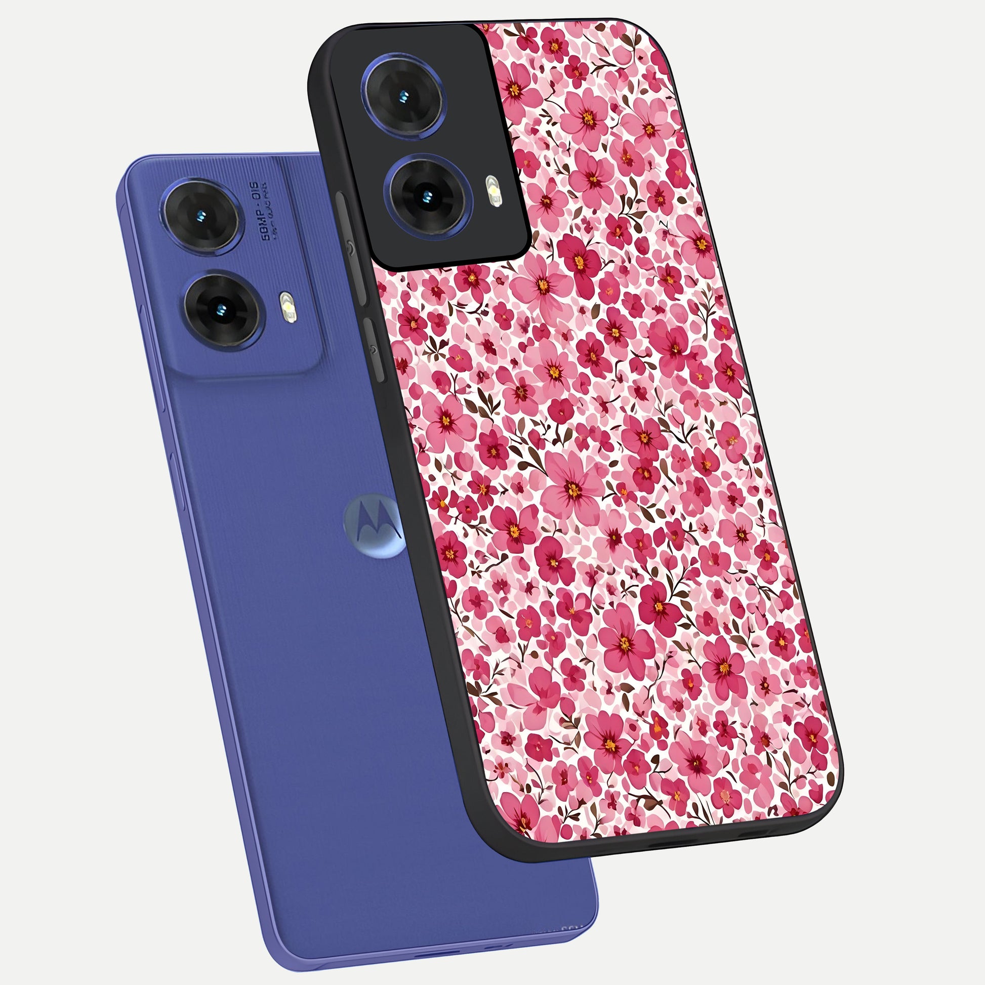  Cherry Blossom Charm phone case For Moto G85 showing premium glass back cover with detailed artwork