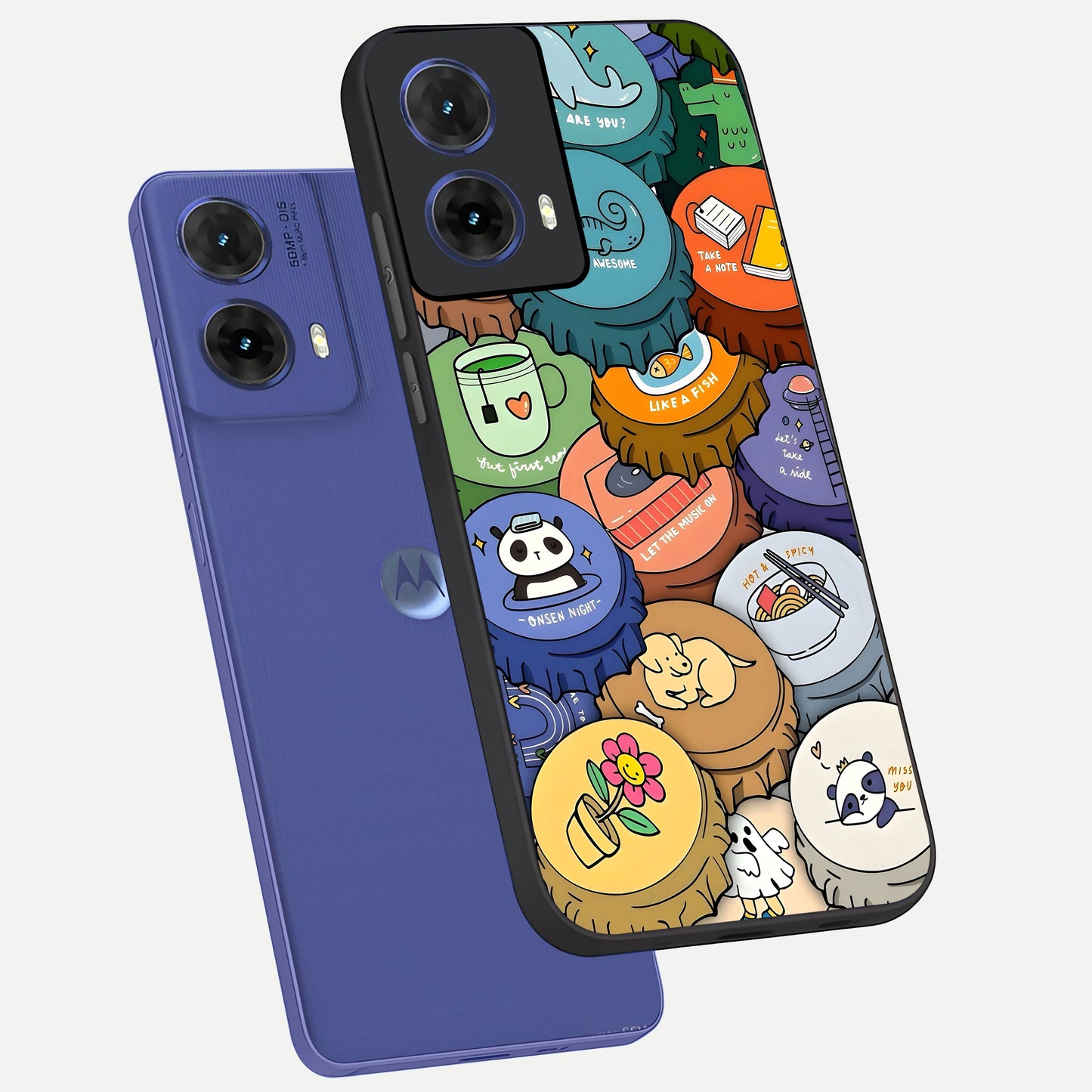  Coins Patterns phone case For Moto G85 showing premium glass back cover with detailed artwork