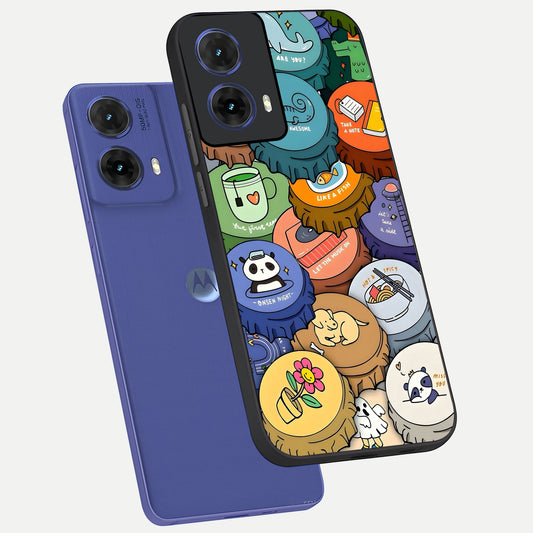  Coins Patterns phone case For Moto G85 showing premium glass back cover with detailed artwork