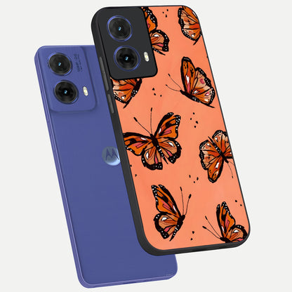  Coral Wing Butterfly phone case For Moto G85 showing premium glass back cover with detailed artwork