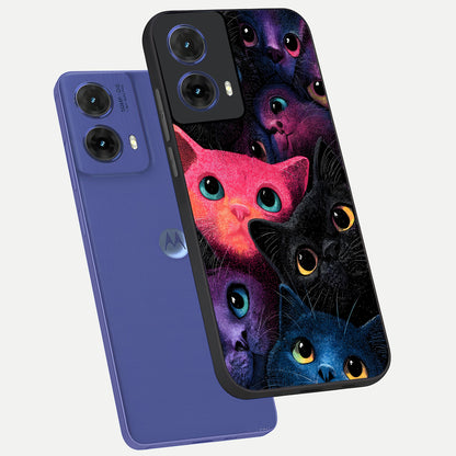  Cosmic Cats Dreams phone case For Moto G85 showing premium glass back cover with detailed artwork