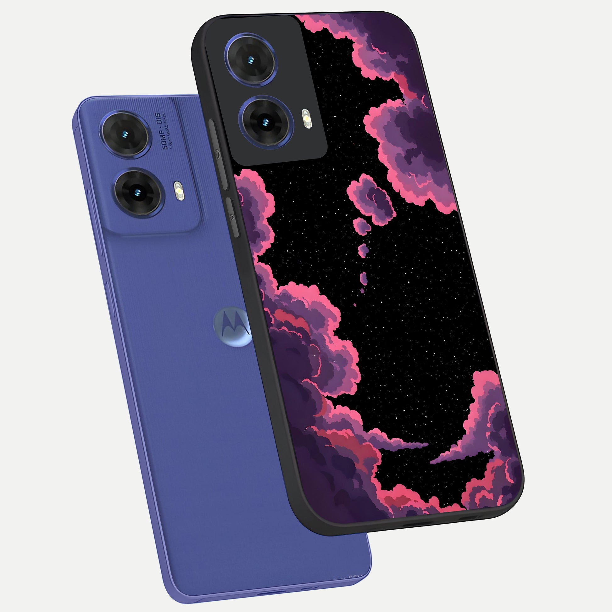  Cosmic Cloud Journey phone case For Moto G85 showing premium glass back cover with detailed artwork