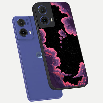  Cosmic Cloud Journey phone case For Moto G85 showing premium glass back cover with detailed artwork