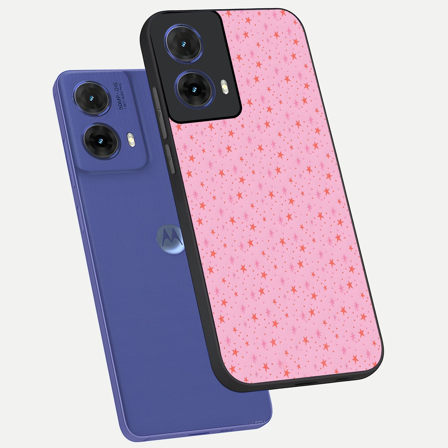  Cosmic Pink Sparkle phone case For Moto G85 showing premium glass back cover with detailed artwork