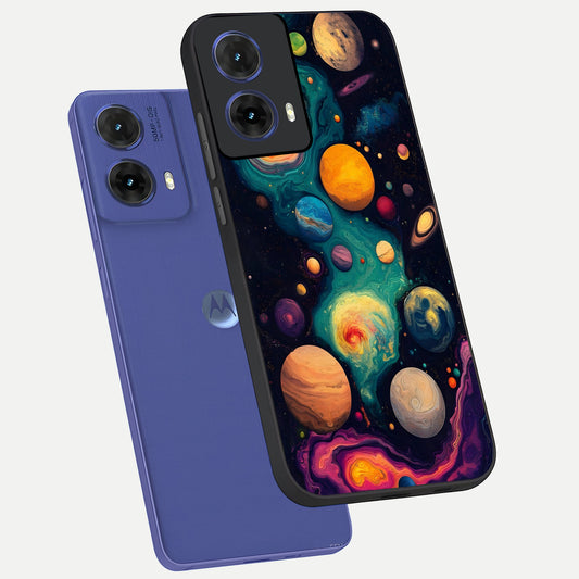  Cosmic Planet Journey phone case For Moto G85 showing premium glass back cover with detailed artwork