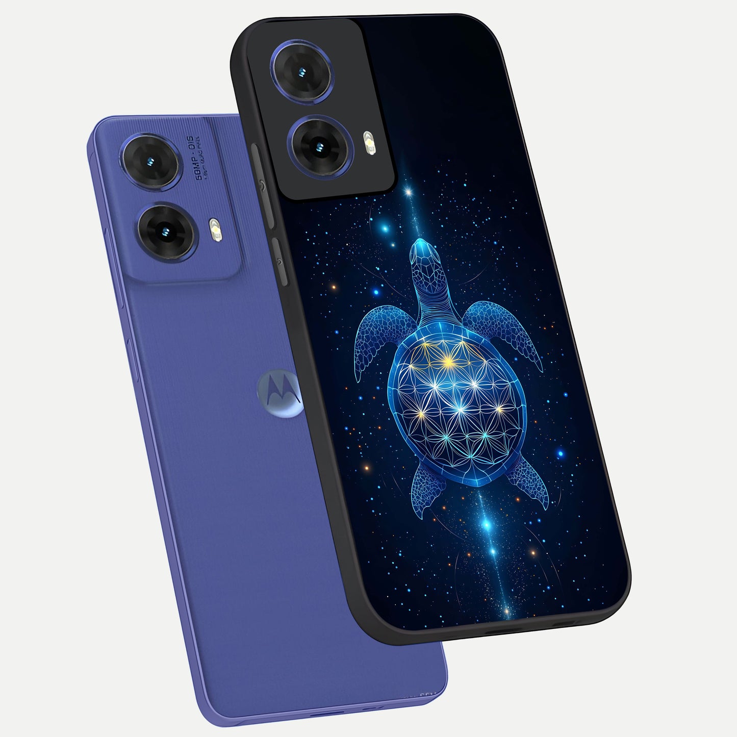  Crimson Blue Turtle phone case For Moto G85 showing premium glass back cover with detailed artwork