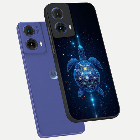  Crimson Blue Turtle phone case For Moto G85 showing premium glass back cover with detailed artwork