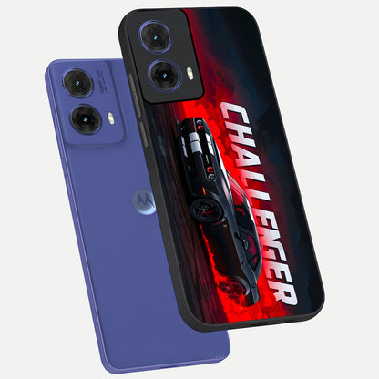  Crimson Challenger Fury phone case For Moto G85 showing premium glass back cover with detailed artwork