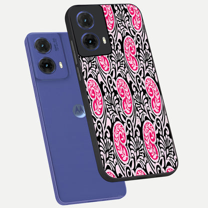  Crimson Paisley Charm phone case For Moto G85 showing premium glass back cover with detailed artwork