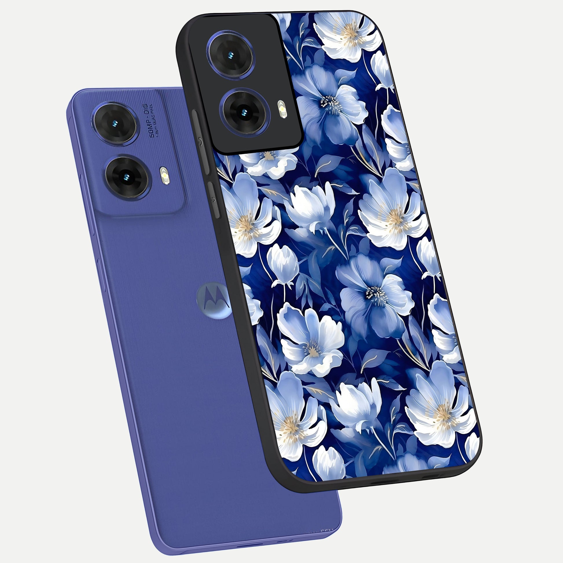 Cute Floral Patterns phone case For Moto G85 showing premium glass back cover with detailed artwork