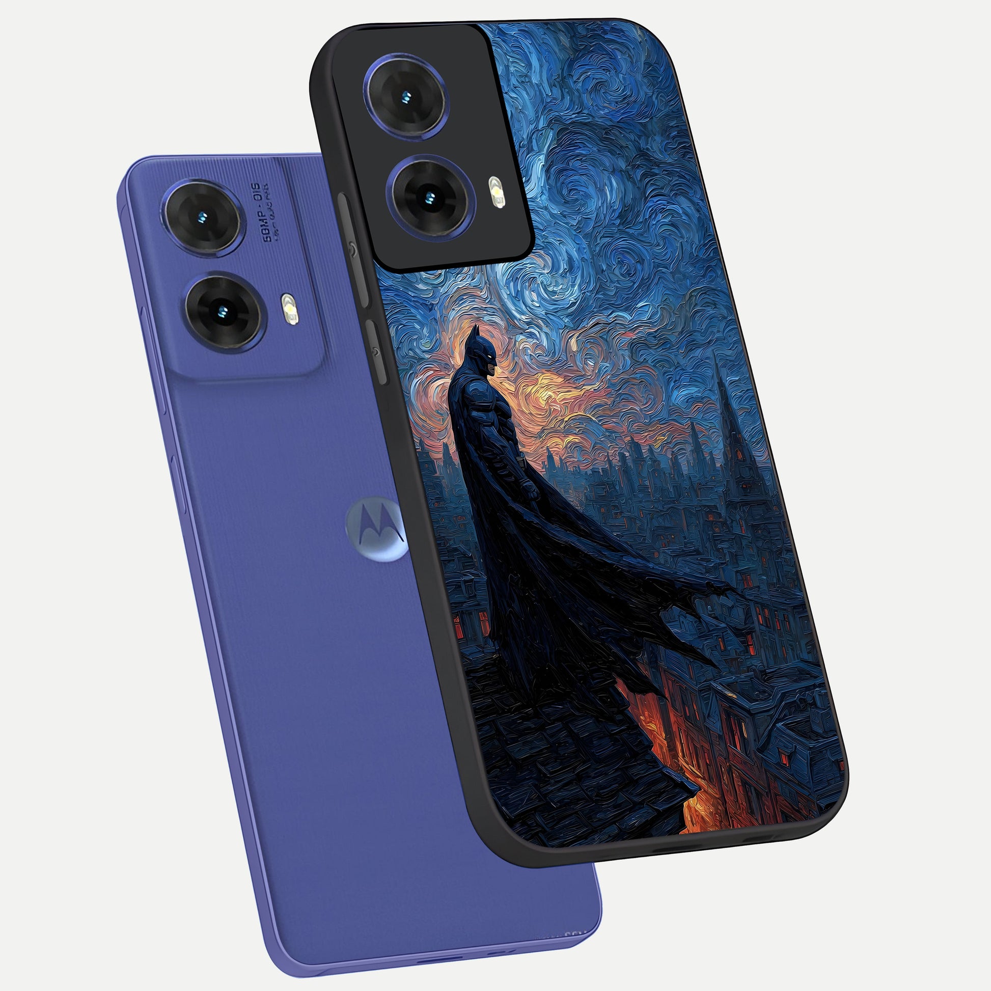  Dark Knight Dusk phone case For Moto G85 showing premium glass back cover with detailed artwork