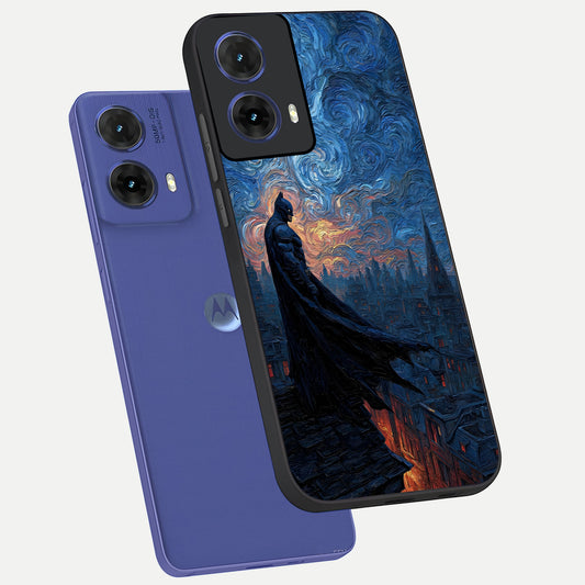  Dark Knight Dusk phone case For Moto G85 showing premium glass back cover with detailed artwork