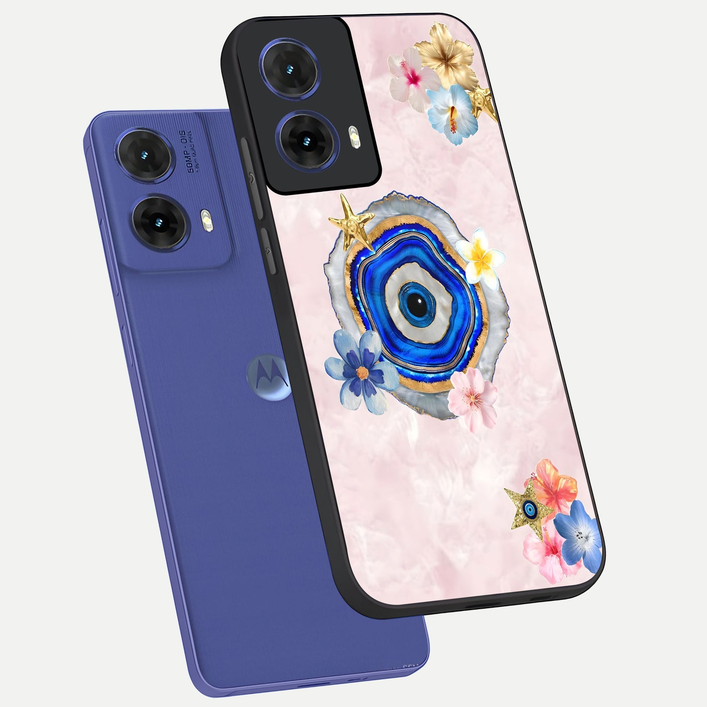  Divine Aura Bloom phone case For Moto G85 showing premium glass back cover with detailed artwork