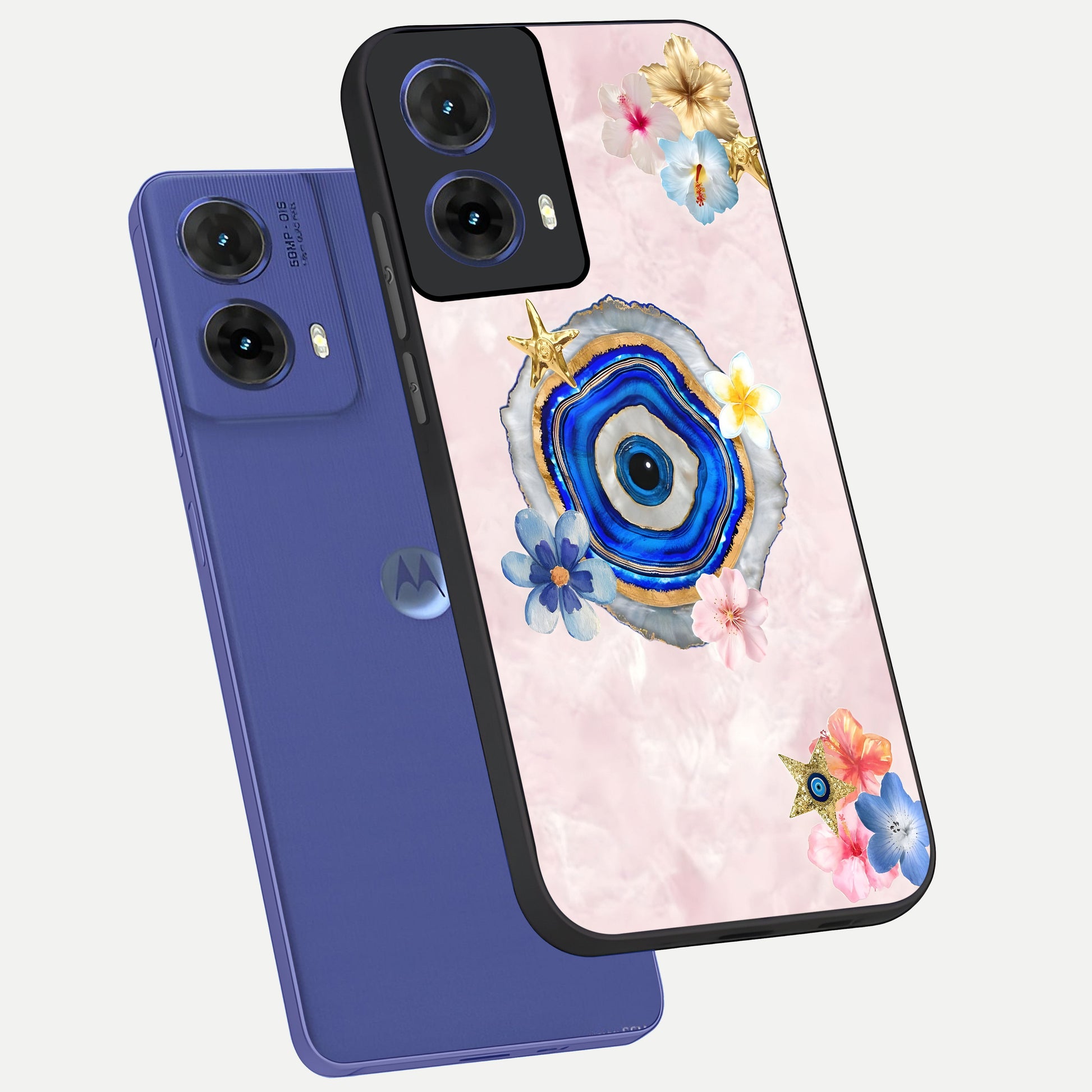  Divine Aura Bloom phone case For Moto G85 showing premium glass back cover with detailed artwork