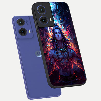  Divine Fire Shiv phone case For Moto G85 showing premium glass back cover with detailed artwork