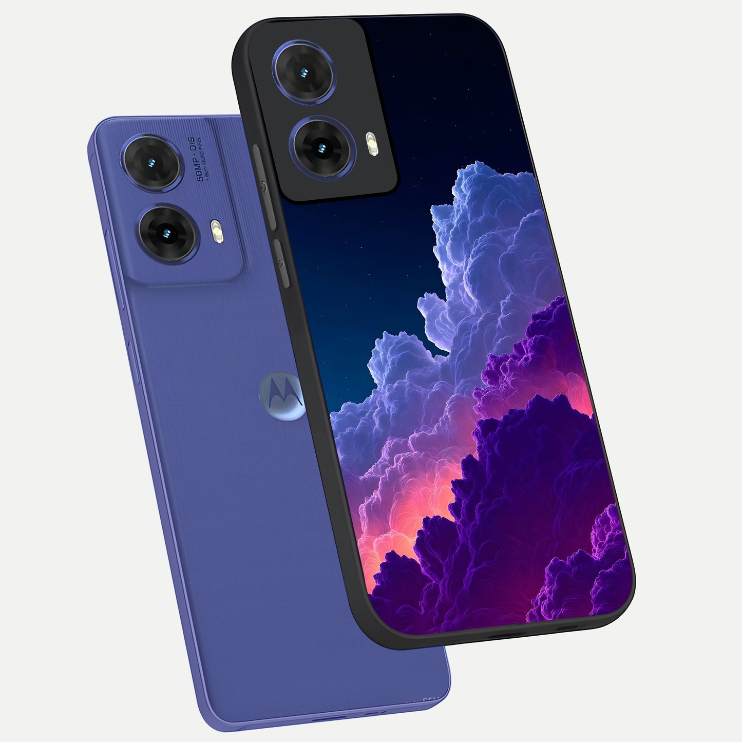 Dreamy Cloud Skies phone case For Moto G85 showing premium glass back cover with detailed artwork