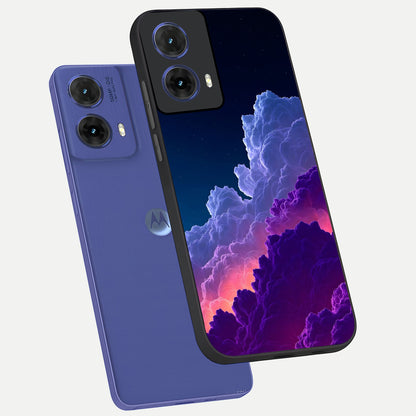  Dreamy Cloud Skies phone case For Moto G85 showing premium glass back cover with detailed artwork