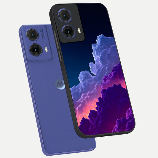  Dreamy Cloud Skies phone case For Moto G85 showing premium glass back cover with detailed artwork