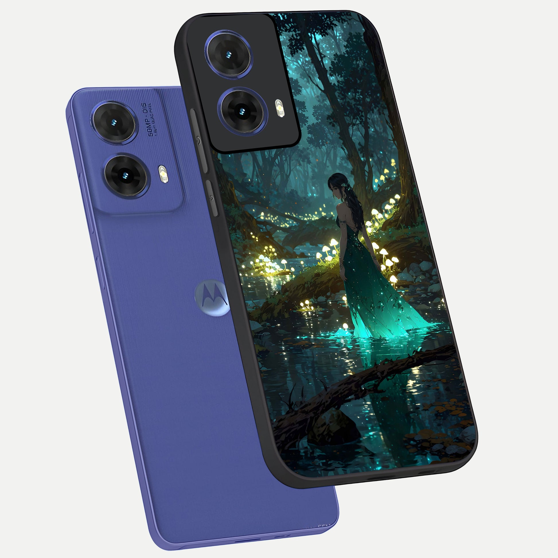  Enchanted Forest Glow phone case For Moto G85 showing premium glass back cover with detailed artwork