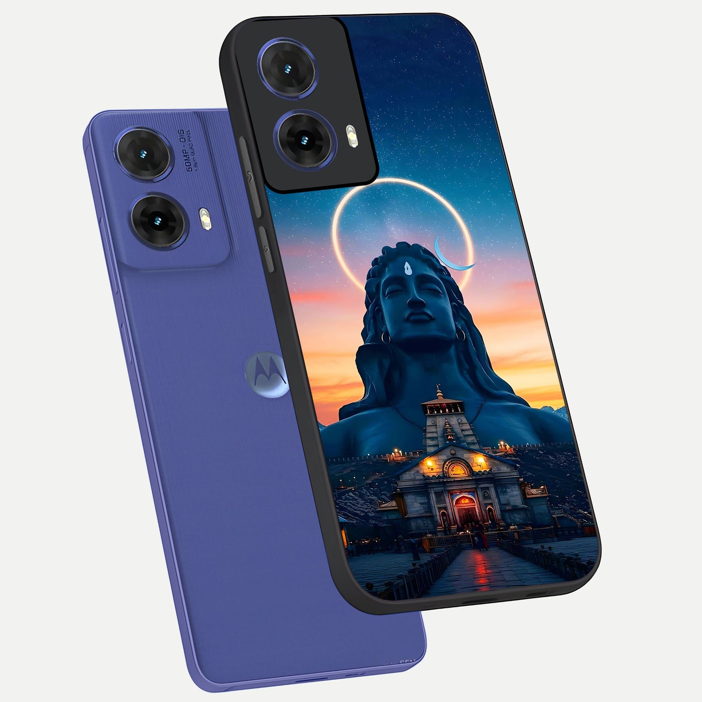  Eternal Shiva Aura phone case For Moto G85 showing premium glass back cover with detailed artwork