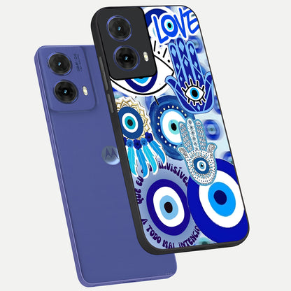  Evil Eyes Dream phone case For Moto G85 showing premium glass back cover with detailed artwork