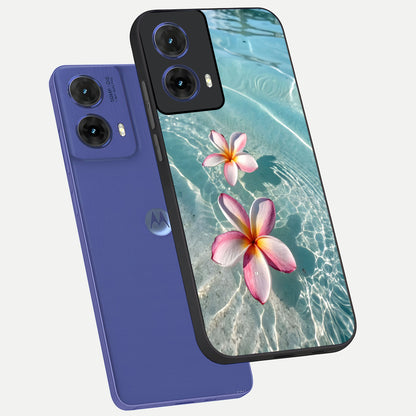  Floating Bloom Bliss phone case For Moto G85 showing premium glass back cover with detailed artwork