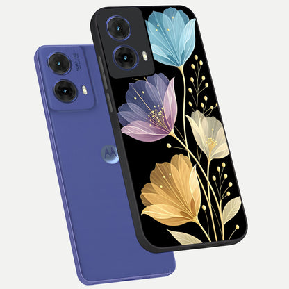  Flower Bloom Glow phone case For Moto G85 showing premium glass back cover with detailed artwork