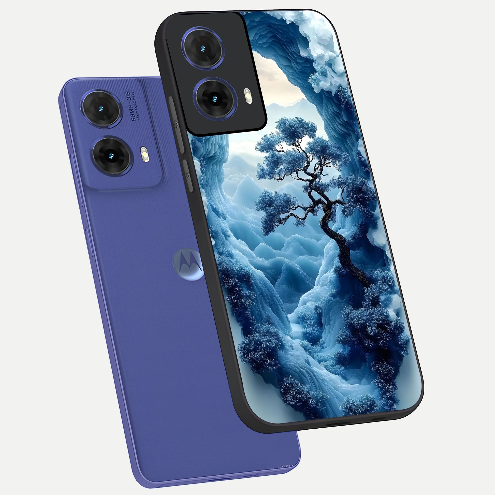  Frozen Serenity Gate phone case For Moto G85 showing premium glass back cover with detailed artwork