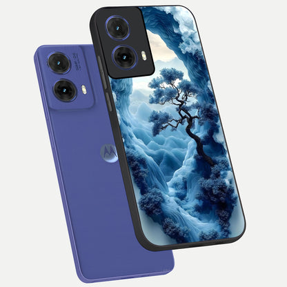  Frozen Serenity Gate phone case For Moto G85 showing premium glass back cover with detailed artwork