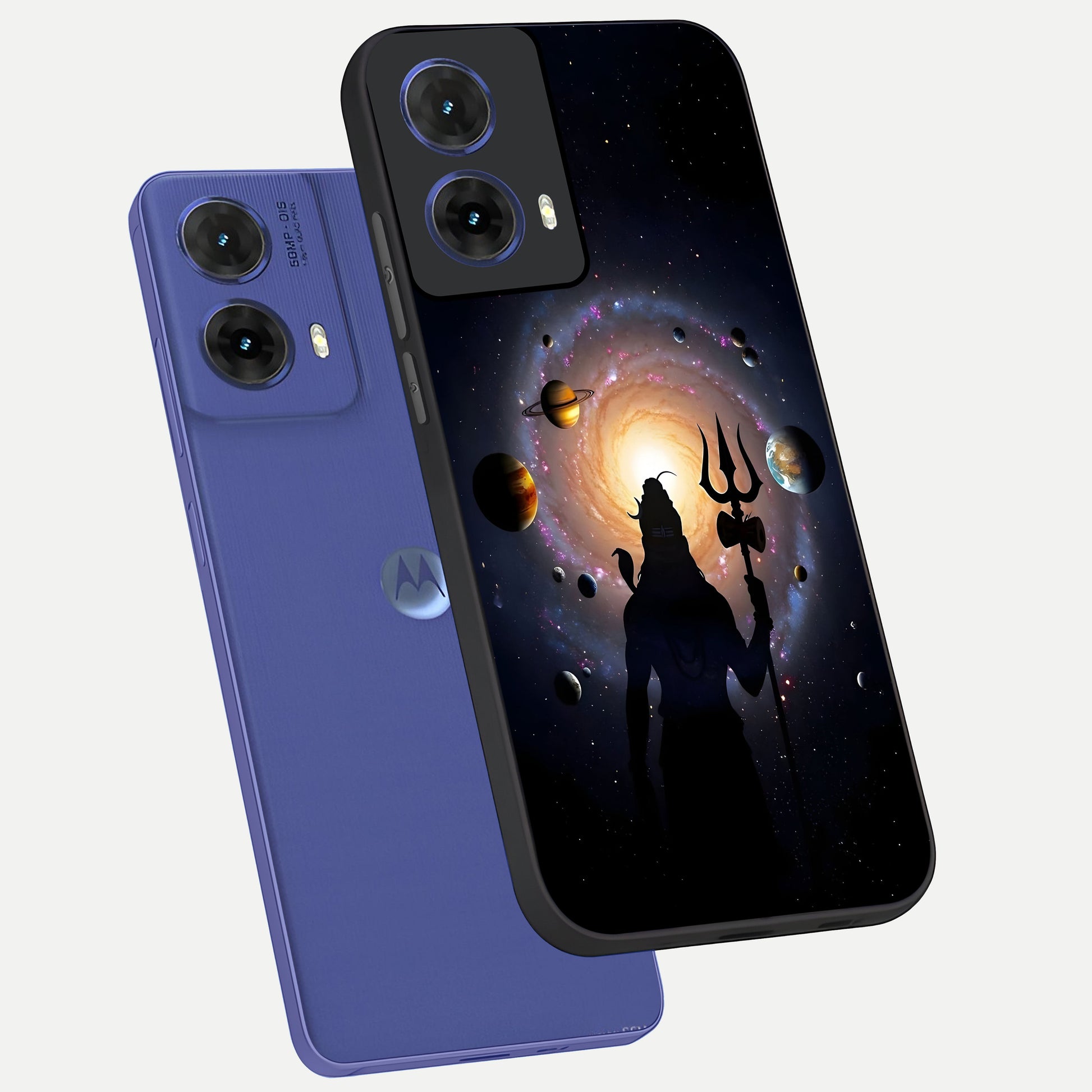  Galactic Shiva Vision phone case For Moto G85 showing premium glass back cover with detailed artwork