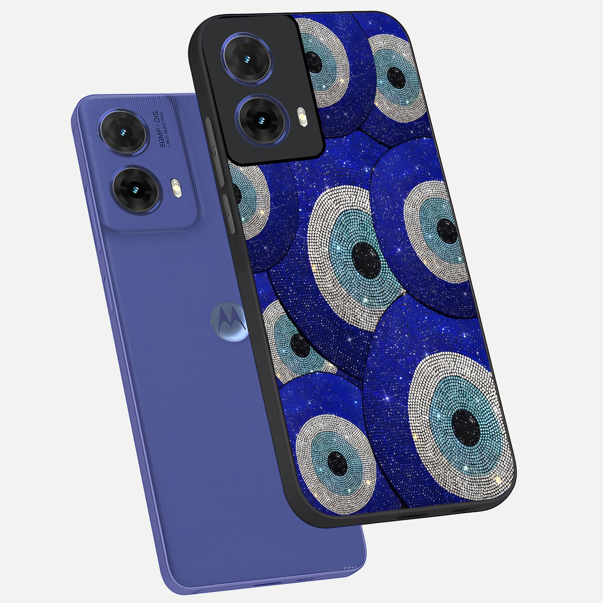  Galaxy Eye Flow phone case For Moto G85 showing premium glass back cover with detailed artwork