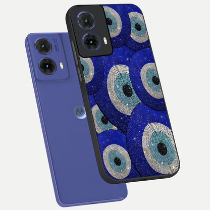  Galaxy Eye Flow phone case For Moto G85 showing premium glass back cover with detailed artwork