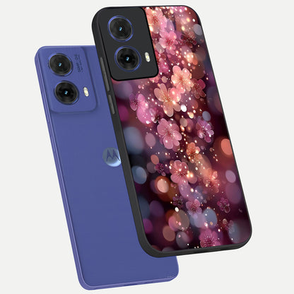  Glowing Petal Bliss phone case For Moto G85 showing premium glass back cover with detailed artwork