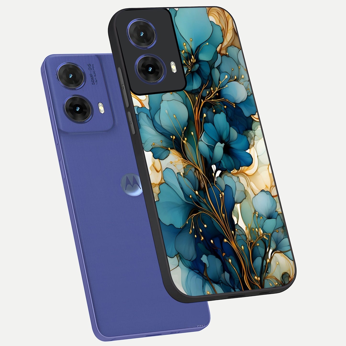  Golden Bloom Symphony phone case For Moto G85 showing premium glass back cover with detailed artwork