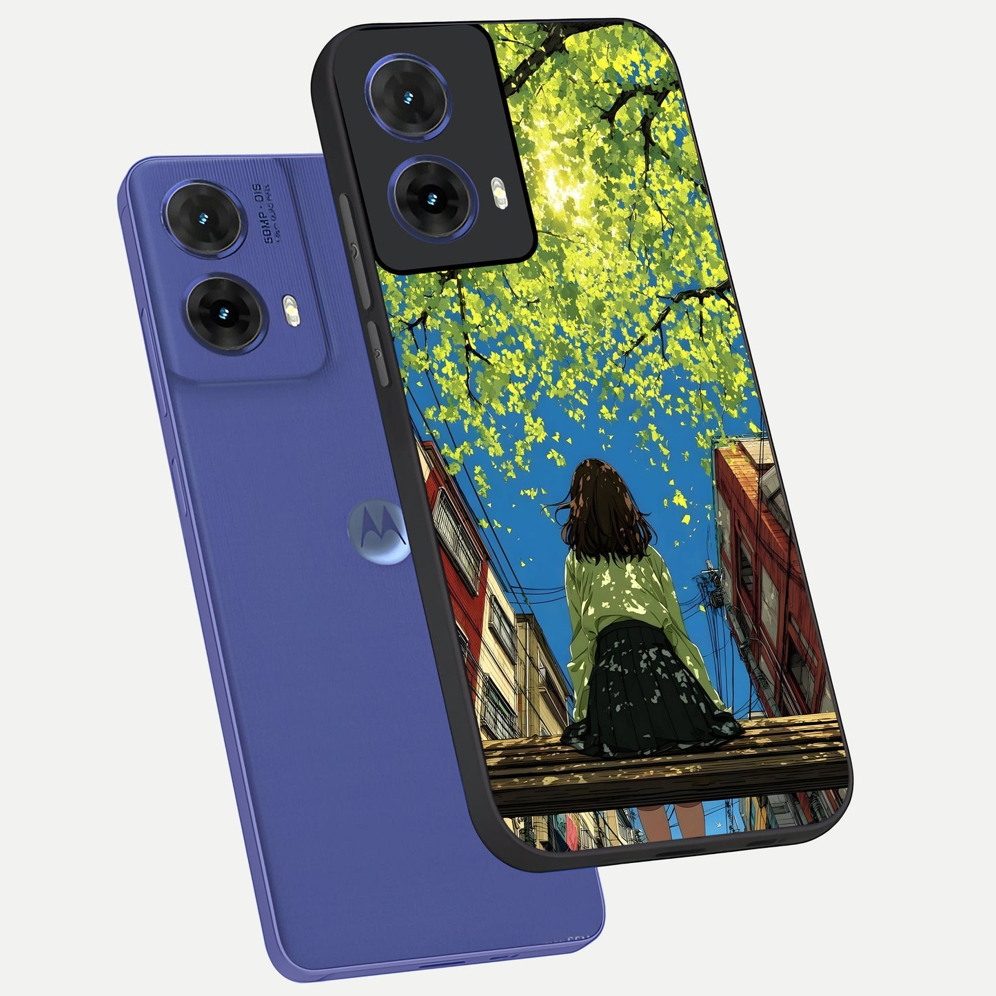 Golden Leaves Glow phone case For Moto G85 showing premium glass back cover with detailed artwork
