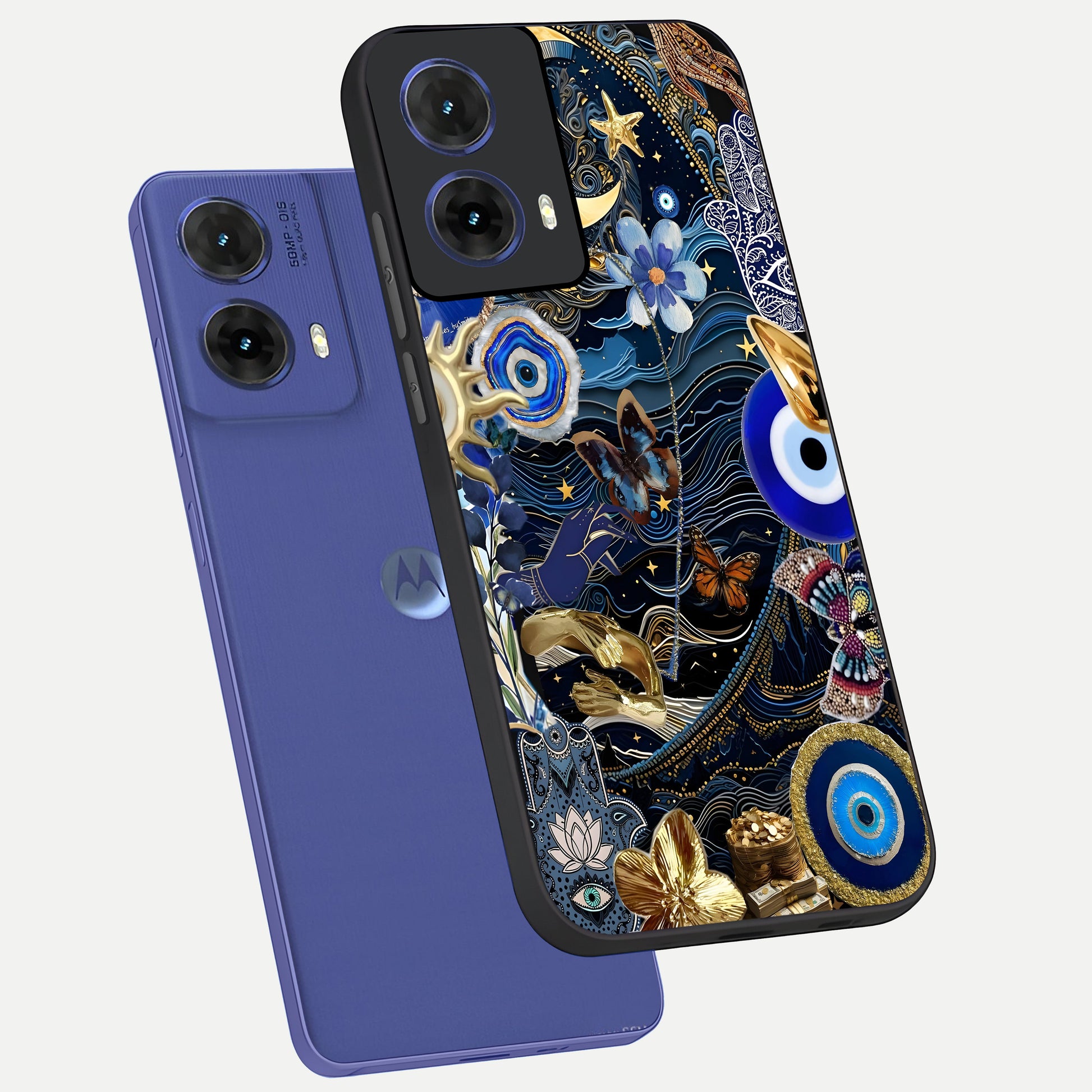 Golden Moon Magic phone case For Moto G85 showing premium glass back cover with detailed artwork