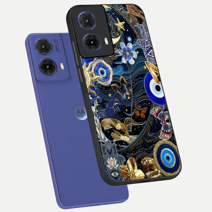  Golden Moon Magic phone case For Moto G85 showing premium glass back cover with detailed artwork