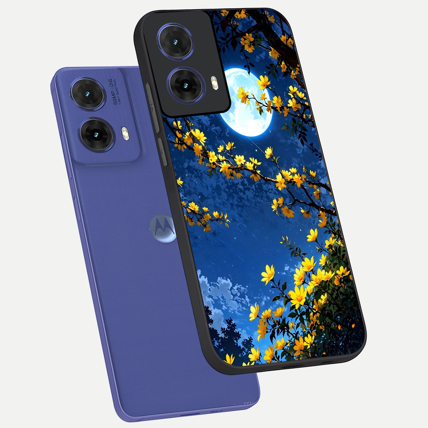 Golden Night Glow phone case For Moto G85 showing premium glass back cover with detailed artwork