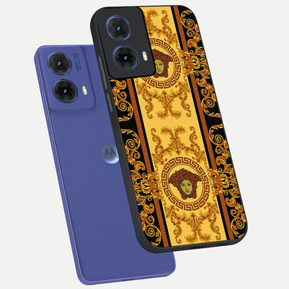  Golden Royal Heritage phone case For Moto G85 showing premium glass back cover with detailed artwork