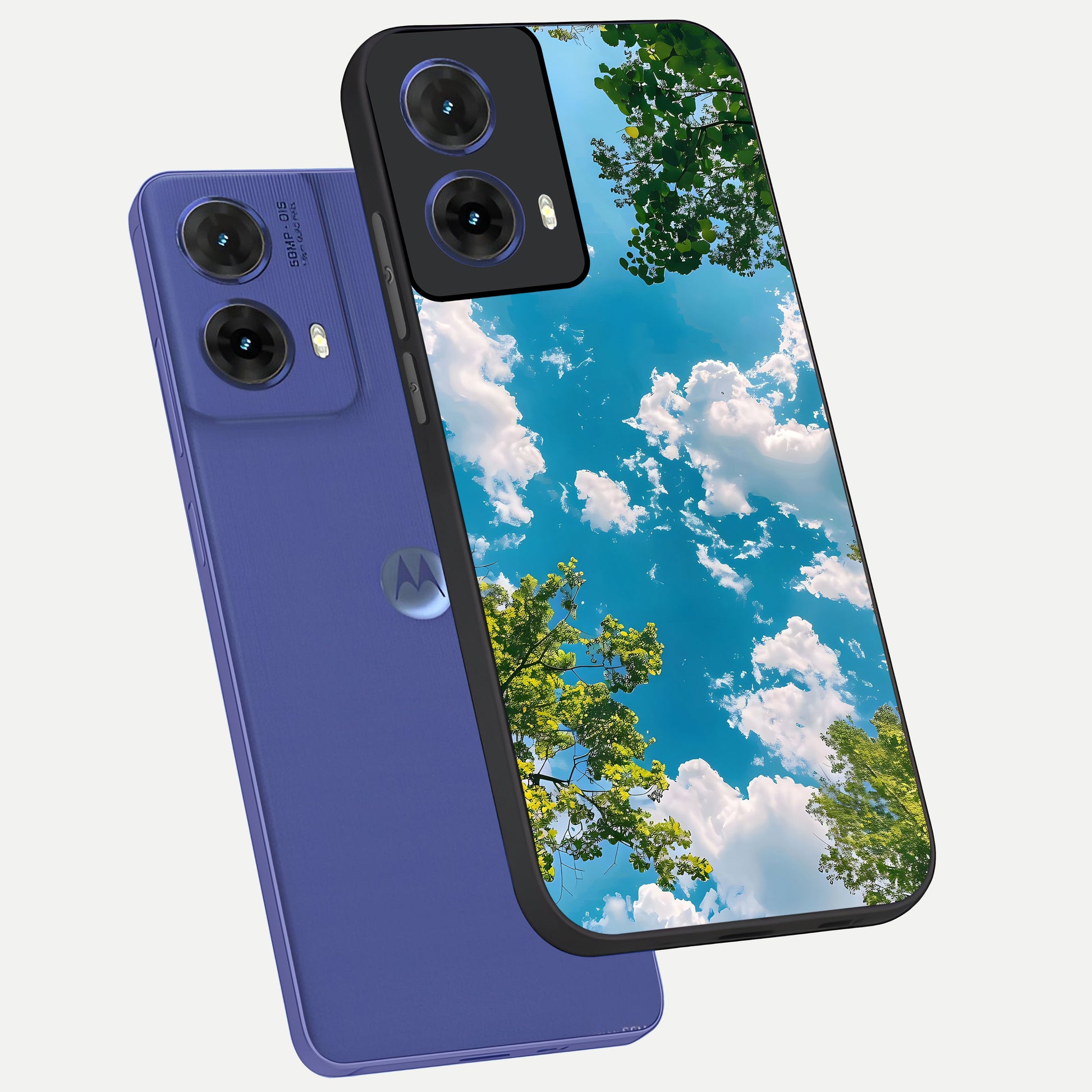  Green Moon Energy phone case For Moto G85 showing premium glass back cover with detailed artwork