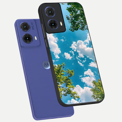  Green Moon Energy phone case For Moto G85 showing premium glass back cover with detailed artwork